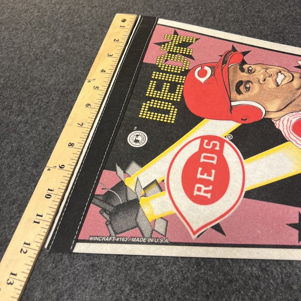 Vintage Wincraft Deion Sanders Cincinnati Reds Player Pennant #163, 30" x 12" - Picture 8 of 9
